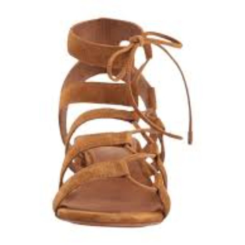 Frye Chrissy Side Ghillie 72360 Womens Brown Suede Slip On Strap Heels Shoes 8M
